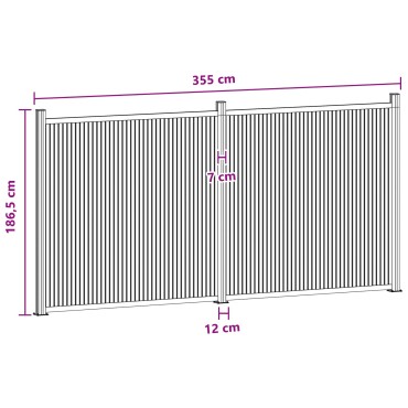 vidaXL Πάνελ Φράχτη 2 τμχ. 355x186,5cm WPC και Αλουμίνιο Μαύρο