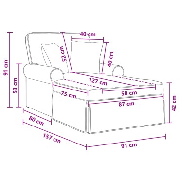vidaXL Τσέιζ Λαζού με Φούστα με μαξιλάρι Μπεζ 157x91x91cm ARES