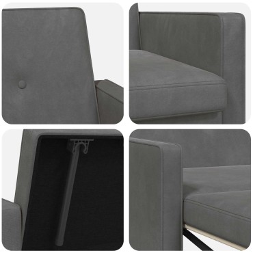 vidaXL Κρεβάτι καναπές Σκούρο Γκρι Ύφασμα 154x94,5x80,5cm