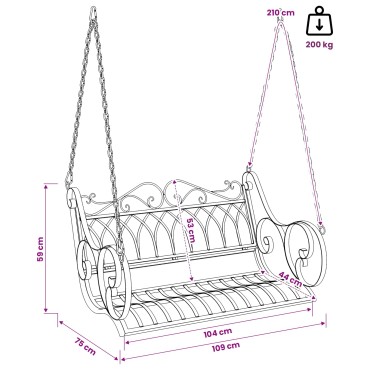 vidaXL Πάγκος Κούνια Ατσάλι 109 x 75 x 59 εκ. Αντίκες Λευκό