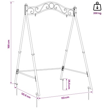 vidaXL Σκελετός Κούνιας Αρχαίο Καφέ 113 x 121,5 x 168 εκ. Ατσάλι