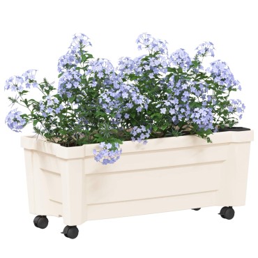 vidaXL Γλάστρα Calypso με Ρόδες Λευκό 79 x 35 x 33 εκ PP