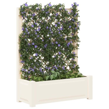 vidaXL Μεγάλη Γλάστρα με Στήριγμα Λευκό 99,5 x 43 x 133,5 εκ PP