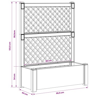 vidaXL Μεγάλη Γλάστρα με Στήριγμα Λευκό 99,5 x 43 x 133,5 εκ PP