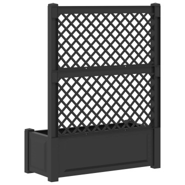 vidaXL Μεγάλη Γλάστρα με Στήριγμα Ανθρακί 99,5 x 43 x 133,5 εκ PP