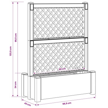 vidaXL Μεγάλη Γλάστρα με Δίχτυ Λευκό 99,5 x 43 x 133,5 PP