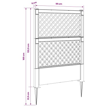 vidaXL Πλέγμα με Ακίδα Γκρι 99 x 6 x 165 εκ. PP