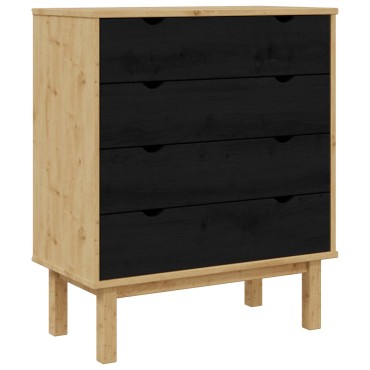 vidaXL Κουτί με συρτάρια με συρτάρι OTTA Μαύρο 76,5x39,5x90cm