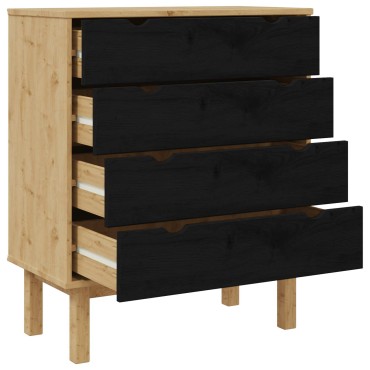 vidaXL Κουτί με συρτάρια με συρτάρι OTTA Μαύρο 76,5x39,5x90cm
