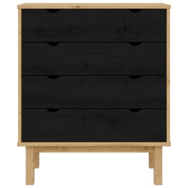 vidaXL Κουτί με συρτάρια με συρτάρι OTTA Μαύρο 76,5x39,5x90cm