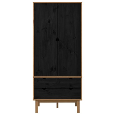 vidaXL Ντουλάπι OTTA Μαύρο 76,5x53x172cm Μασίφ Ξύλο Πεύκου
