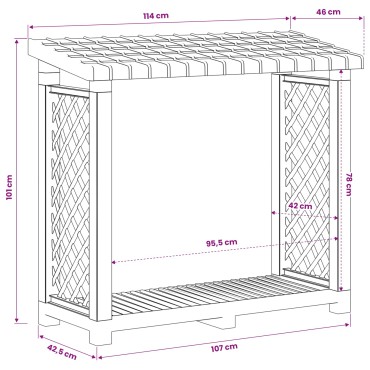 vidaXL Ράφι ξύλων 114 x 46 x 101 εκ. PP Ανθρακί