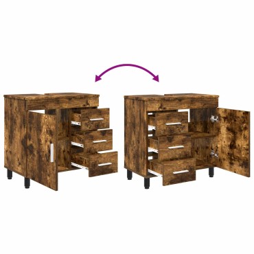 vidaXL Έπιπλο μπάνιου Καπνισμένο Ξύλο Δρυός 60x35x60cm 1 τεμ.