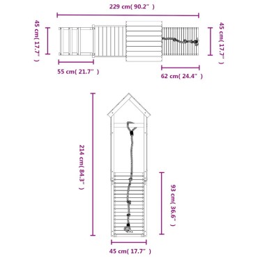 vidaXL Σπιτάκι Παιχνιδιού με Τοίχο Αναρρίχησης Εμποτισμένο Ξύλο Πεύκου