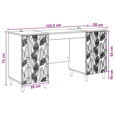 vidaXL Γραφείο Γκρι Σκυροδέματος 142,5x50x75cm 1 τεμ.