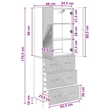 vidaXL Σέτ Ντουλαπιών 2 τεμ. 66x34,5x90cm Επεξεργασμένο Ξύλο
