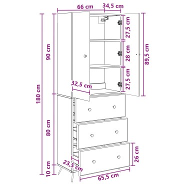 vidaXL Σέτ Ντουλαπιών 2 τεμ. 66x34,5x90cm Επεξεργασμένο Ξύλο