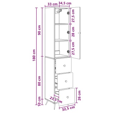 vidaXL Σέτ Ντουλαπιών 2 τεμ. 34,5x34,5x90cm Επεξεργασμένο Ξύλο