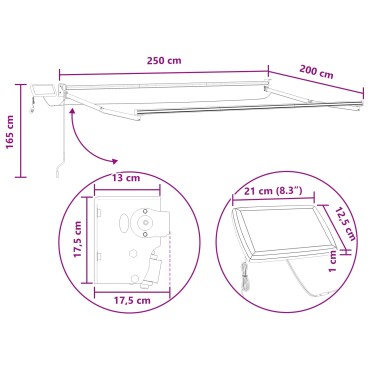 vidaXL Χειροκίνητη αναδιπλούμενη τέντα με LED Άμμος