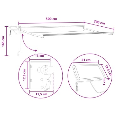 vidaXL Χειροκίνητη αναδιπλούμενη τέντα με LED Άμμος
