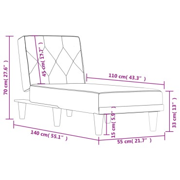 vidaXL Ανάκλιντρο Σκούρο Γκρι Βελούδινο 55x140x70cm 1 τεμ.