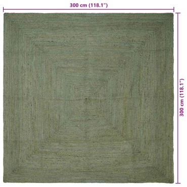 vidaXL Χαλί Περιοχής Λαδί 300x300cm Γιούτα