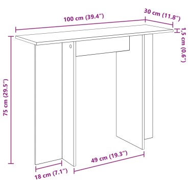 vidaXL Τραπέζι κονσόλας Γκρι Σκυροδέματος 100x30x75 εκ