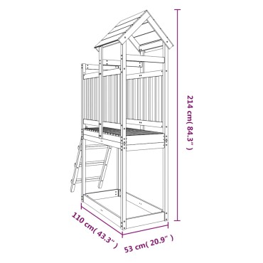 vidaXL Παιδική Χαρά Εξωτερικού Χώρου 53x110x214 εκ. Μασίφ Ξύλο Πεύκου