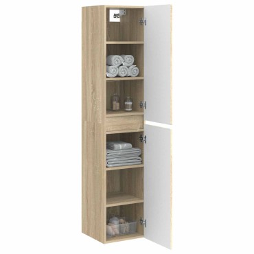 vidaXL Τοίχου Ντουλάπα Μπάνιου Sonoma Δρυς 33x34,5x160 εκ 1 τεμ.