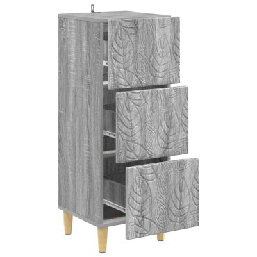 vidaXL Ντουλάπι με Συρτάρια Γκρι Sonoma 33x34,5x90 εκ 1 τεμ.