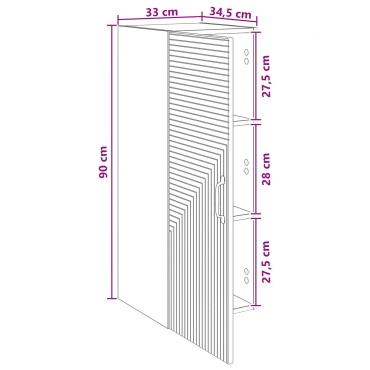 vidaXL Τοίχου Ντουλάπα Γκρι Sonoma 33x34,5x90 εκ