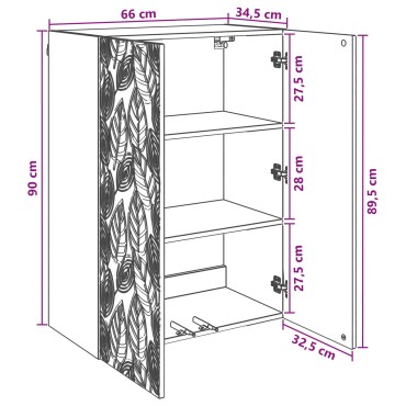 vidaXL Τοίχου Ντουλάπα 66x34,5x90cm Επεξεργασμένο Ξύλο