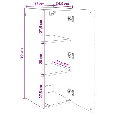 vidaXL Τοίχου Ντουλάπα 33x34,5x90cm Επεξεργασμένο Ξύλο