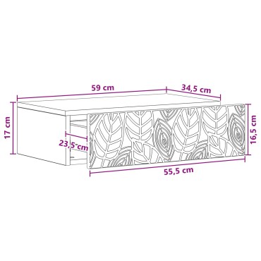 vidaXL Τραπεζάκι Τοίχου 59x34,5x17cm Επεξεργασμένο Ξύλο