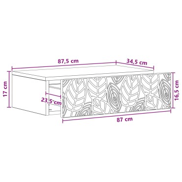 vidaXL Τραπεζάκι Τοίχου 87,5x34,5x17cm Επεξεργασμένο Ξύλο