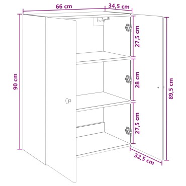 vidaXL Τοίχου Ντουλάπα 66x34,5x90cm Επεξεργασμένο Ξύλο