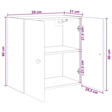 vidaXL Τοίχου Ντουλάπα 59x31x60cm Επεξεργασμένο Ξύλο