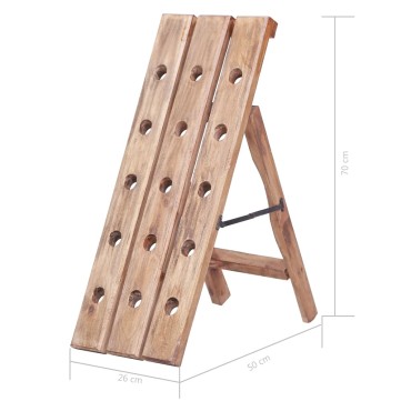 vidaXL Ραφιέρα Κρασιών για 15 Φιάλες 26x50x70cm Μασίφ Μαόνι 1 τεμ.