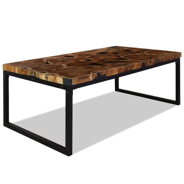 vidaXL Τραπεζάκι Σαλονιού 110x60x40cm από Ξύλο Teak και Ρητίνη 1 τεμ.