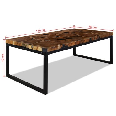 vidaXL Τραπεζάκι Σαλονιού 110x60x40cm από Ξύλο Teak και Ρητίνη 1 τεμ.