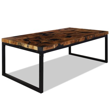 vidaXL Τραπεζάκι Σαλονιού 110x60x40cm από Ξύλο Teak και Ρητίνη 1 τεμ.