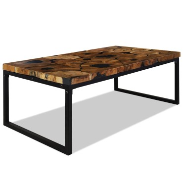 vidaXL Τραπεζάκι Σαλονιού 110x60x40cm από Ξύλο Teak και Ρητίνη 1 τεμ.