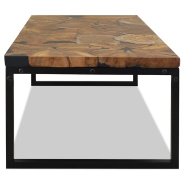 vidaXL Τραπεζάκι Σαλονιού 110x60x40cm από Ξύλο Teak και Ρητίνη 1 τεμ.