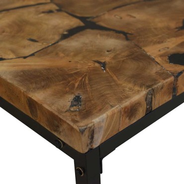 vidaXL Τραπεζάκι Σαλονιού 110x60x40cm από Ξύλο Teak και Ρητίνη 1 τεμ.