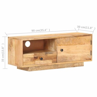 vidaXL Έπιπλο Τηλεόρασης 90x30x35cm από Μασίφ Ξύλο Μάνγκο