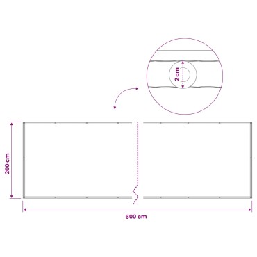 vidaXL Αδιάφανο σκίαστρο μπαλκονιού 200 x 600 cm