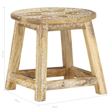 vidaXL Σκαμπό Ζωγραφισμένο στο Χέρι 38x38x35cm Μασίφ Ξύλο Μάνγκο 1 τεμ.