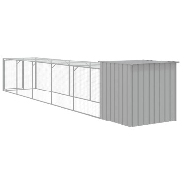 vidaXL Κοτέτσι με Περίβολο Αν. Γκρι 110x609x110 εκ. Γαλβαν. Χάλυβας