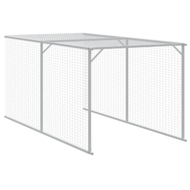 vidaXL Κοτέτσι με Περίβολο Αν. Γκρι 110x609x110 εκ. Γαλβαν. Χάλυβας