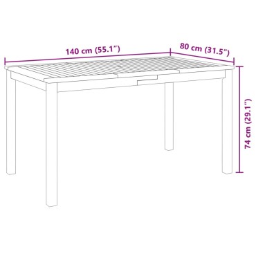 vidaXL Σετ Τραπεζαρίας Κήπου 5 τεμ. 140x80x74cm από Μασίφ Ξύλο Ακακίας